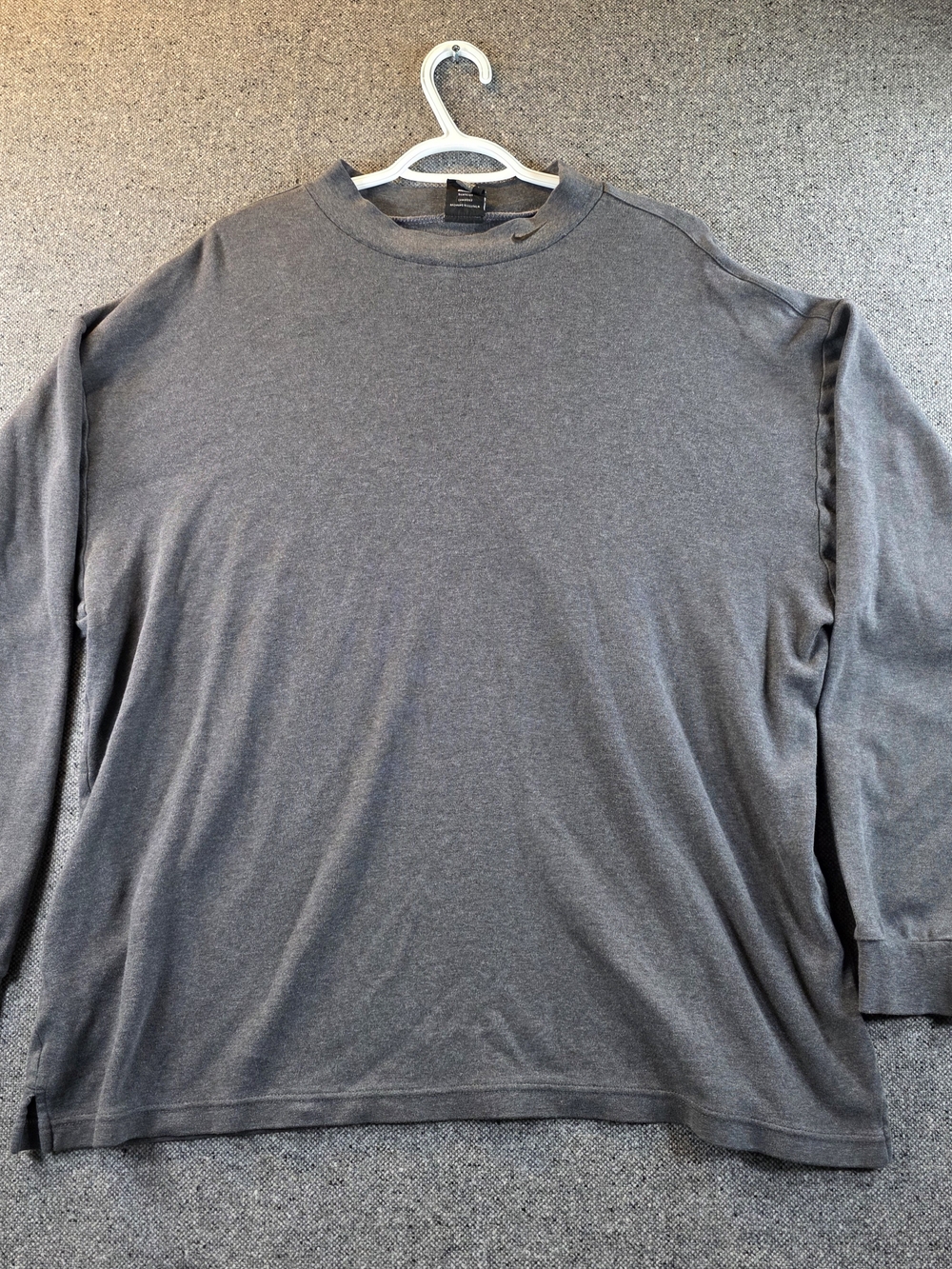 Nike Golf Men’s XL Gray Long Sleeve Mock Neck Cotton Shirt Swoosh